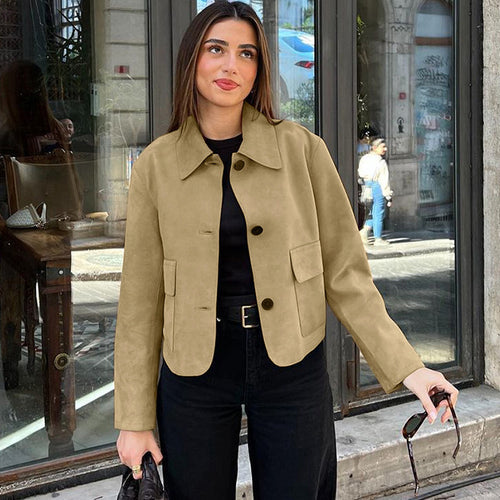 Discreet suede jacket for women with a minimalist design Lune London