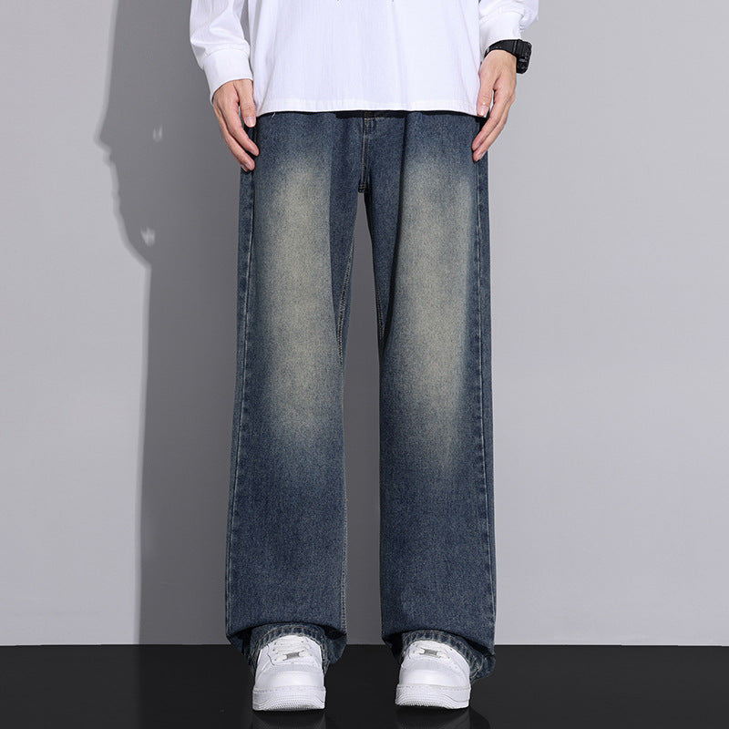 Men's wide denim jeans with a modern worn look Lune London