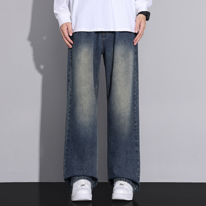 Men's wide denim jeans with a modern worn look Lune London