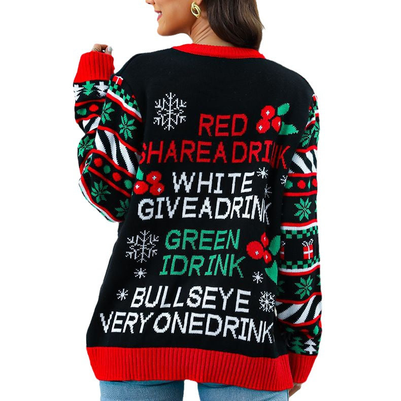 Christmas sweater for women with decorative 3D elements and festive phrase Lune London
