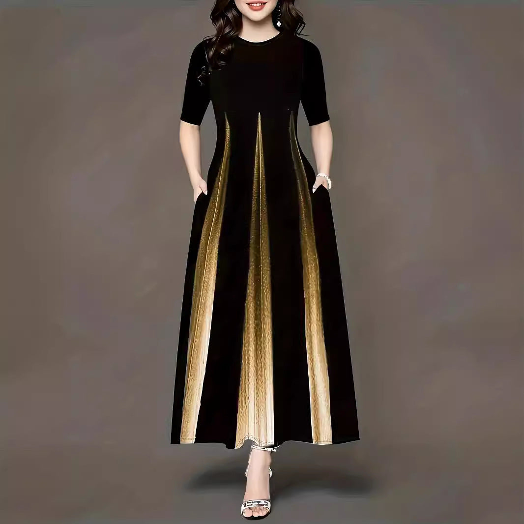 Maxi dress for ladies with elegant side pockets and luxurious shine Lune London