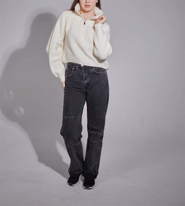 Women's sweater with high collar and zip Lune London