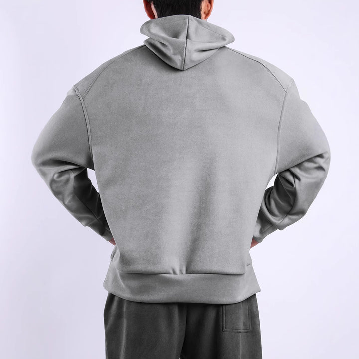 Men's casual hooded sweatshirt with high collar and practical kangaroo pocket Lune London