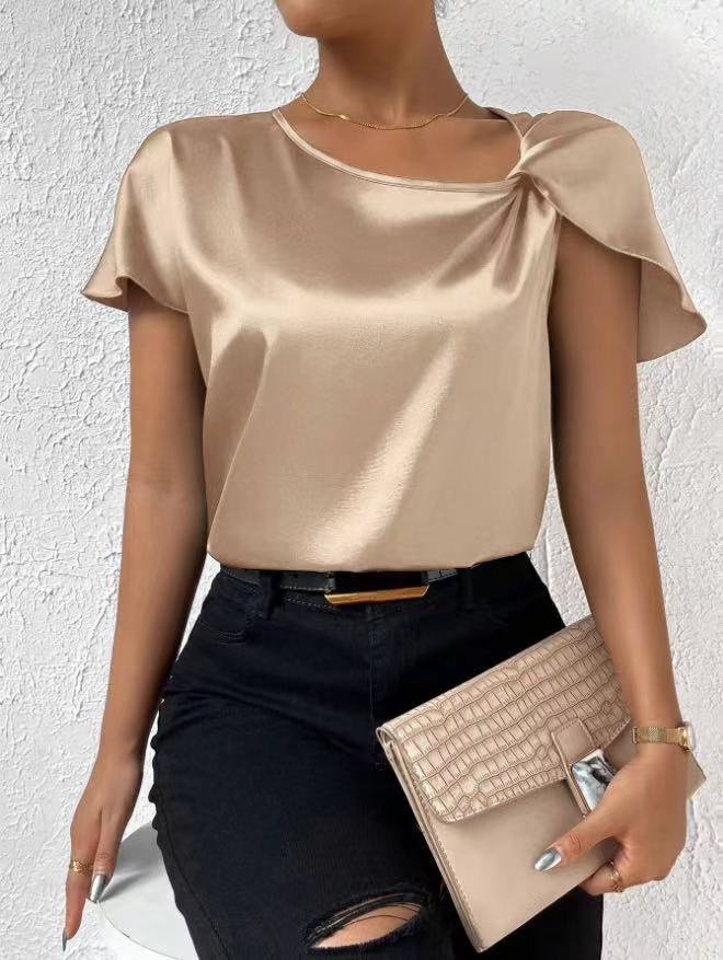 Lune London | Satin Twist Solid Color Loose Versatile Top