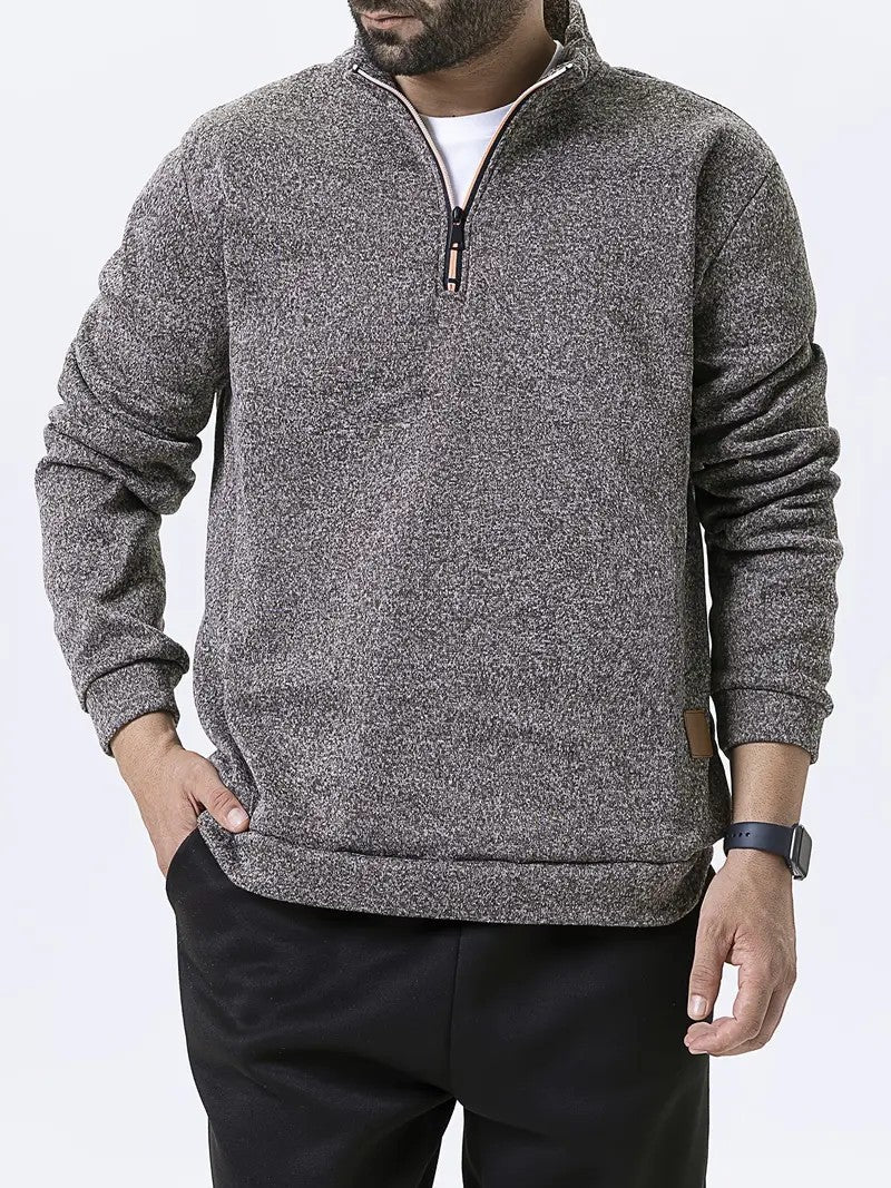 Men's fleece pullover with half zipper Lune London