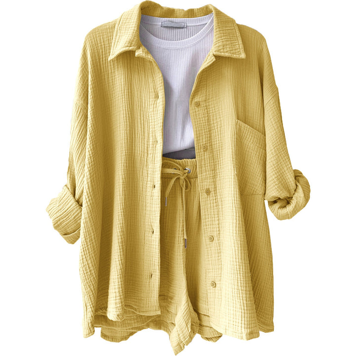 Women Casual Comfort Set Made of Shorts and Oversized Shirt Lune London