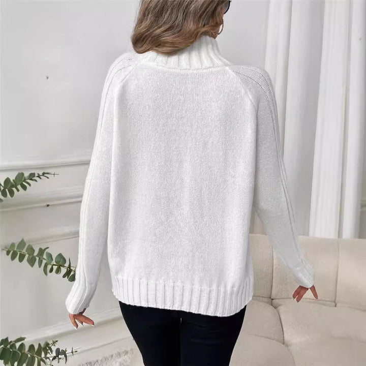 Women's sweater with modern high collar and structured ribbed design Lune London