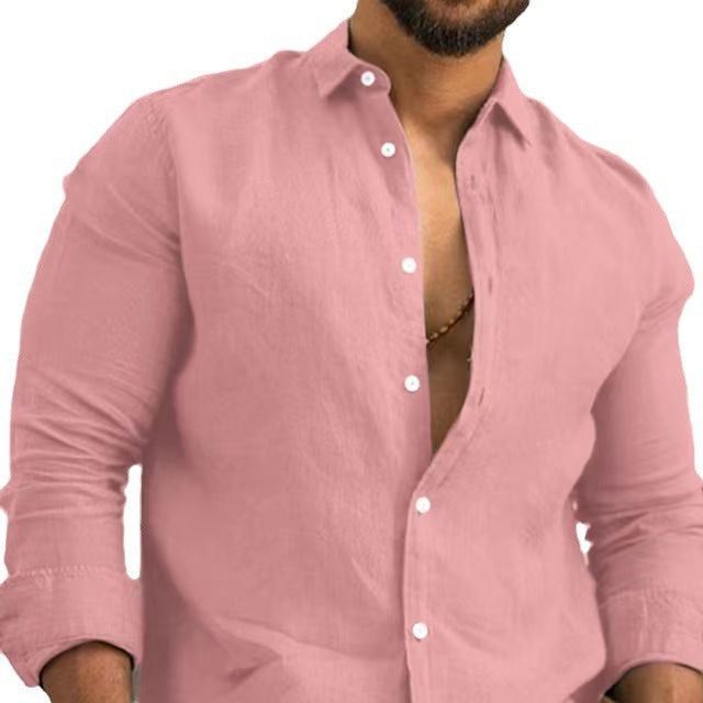 Classic linen shirt for men with modern cut and practical button placket Lune London