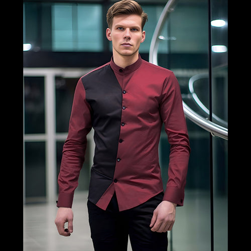Elegant long sleeve shirt for men with a nice chic color block design