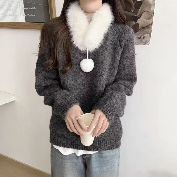 Pull en tricot confortable pour femme avec col amovible Chic & Stil