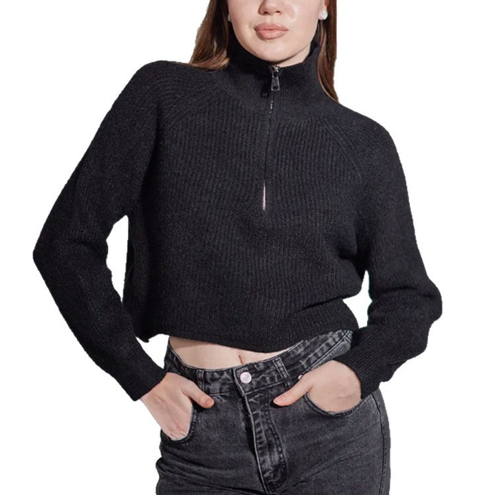 Women's sweater with high collar and zip Lune London