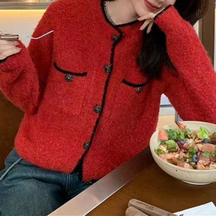 Ladies Cozy Cardigan with stylish button details and applied pockets Lune London
