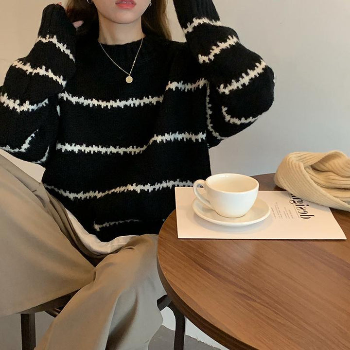 Pullover oversize pour femmes avec design rayé et tricot doux Chic & Stil