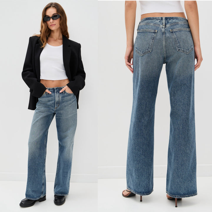 Wide jeans for women in a relaxed vintage style with a high waist and frayed edges Lune London