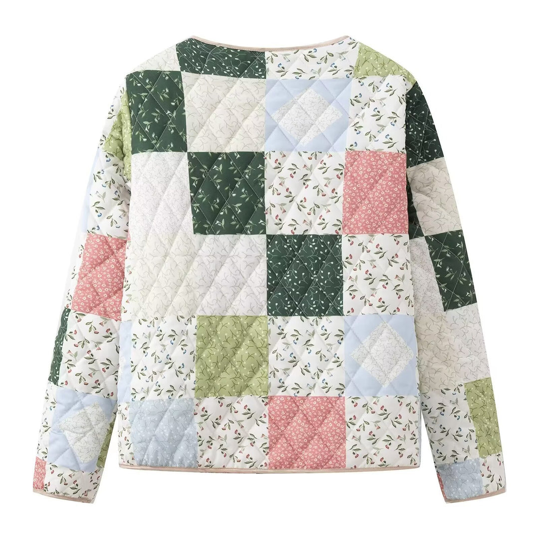 Quilted patchwork jacket for women with practical pockets Lune London