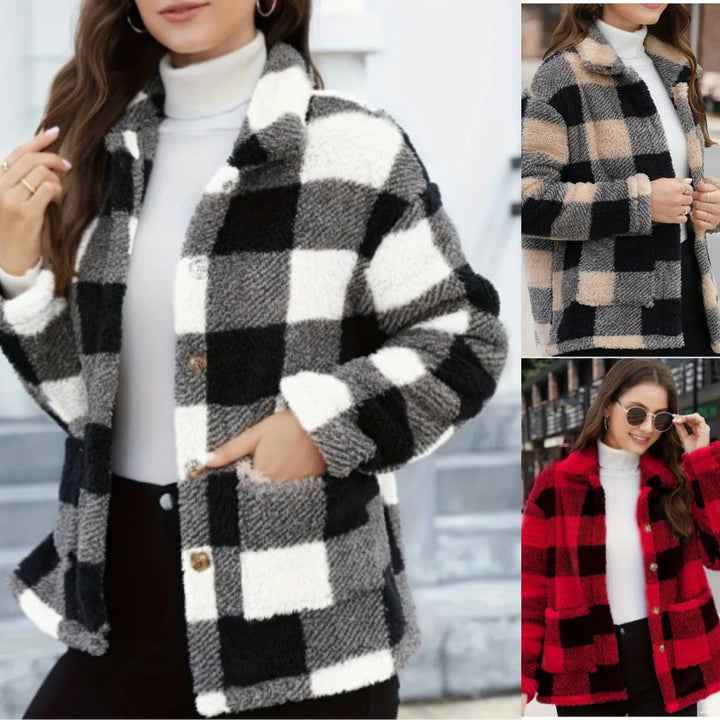 Lune London Women's Tartan Pattern Fleece Jacket