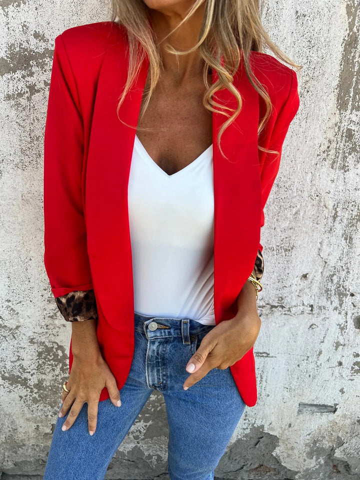 Women Elegant Blazer with Animal Print on the Sleeves Lune London