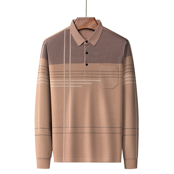 Trendy long sleeve polo shirt for men with an attractive striped pattern and a comfortable fit Lune London