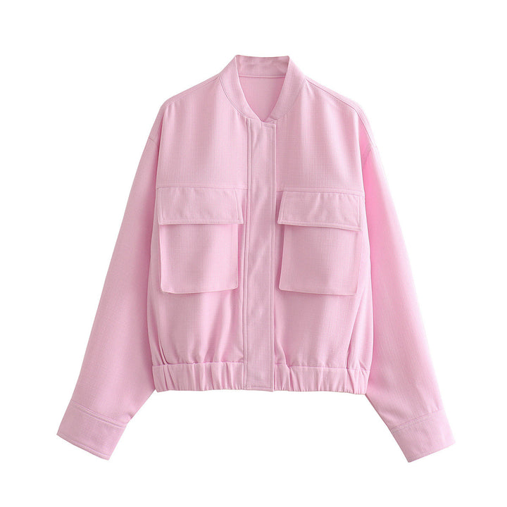 Transitional jacket for women with sporty pockets and elastic belt Lune London