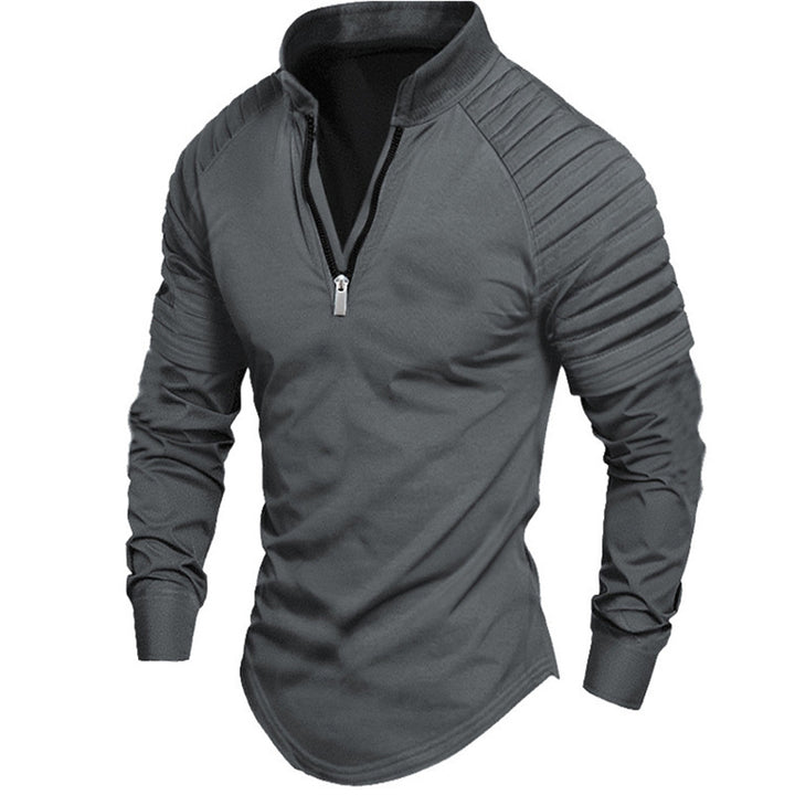 Long sleeve sport shirt for men with high collar and zip Lune London