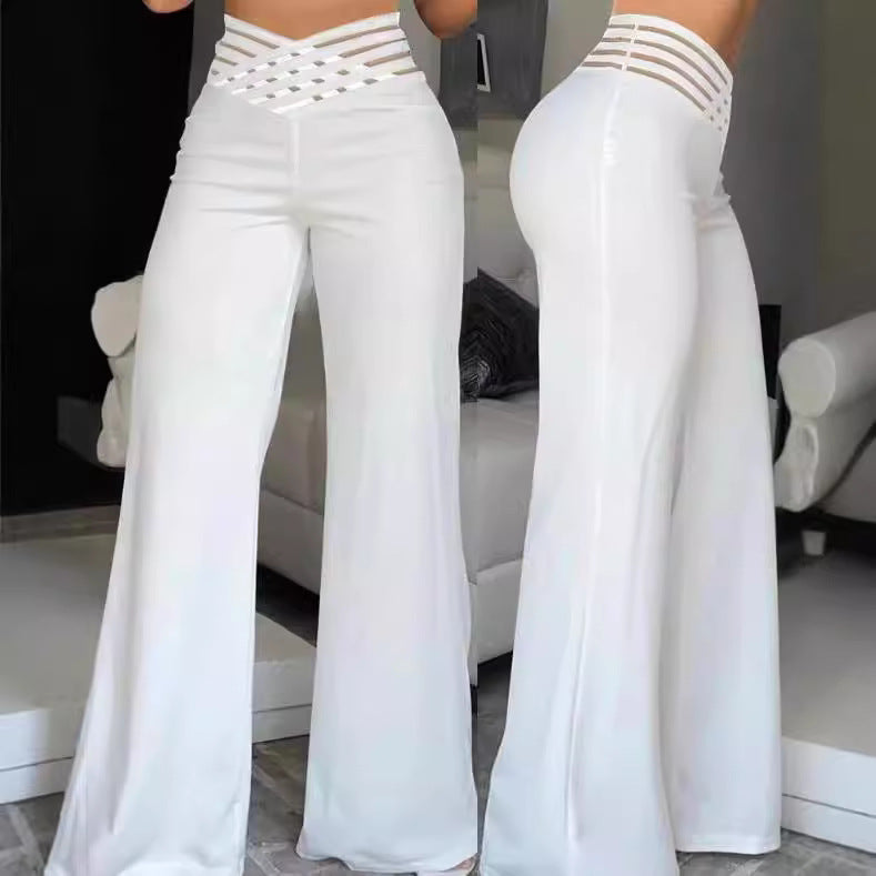 Wide leg pants for women with a trendy grid design Lune London