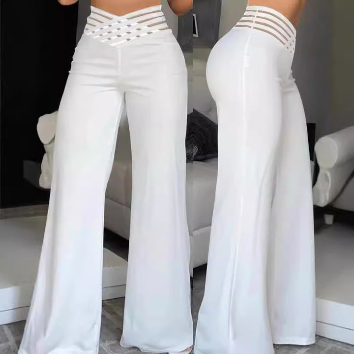 Wide leg pants for women with a trendy grid design Lune London