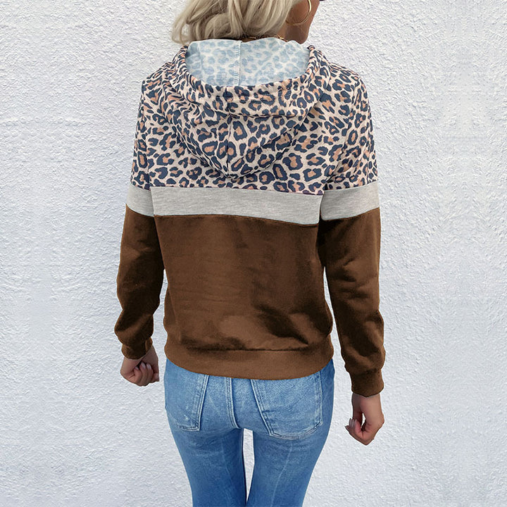 Women's hooded sweatshirt with trendy leopard print Lune London