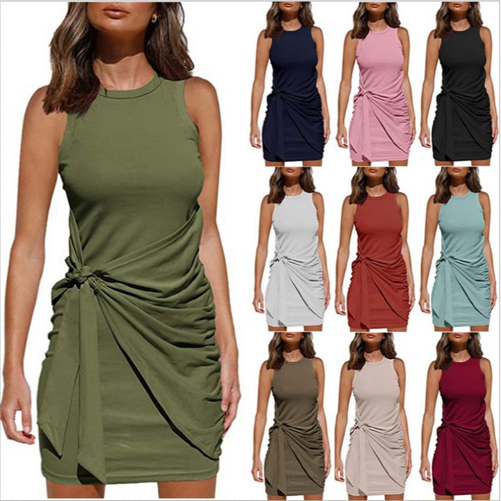 Chic and Stylish Draped Twisted Sleeveless Mini Dress