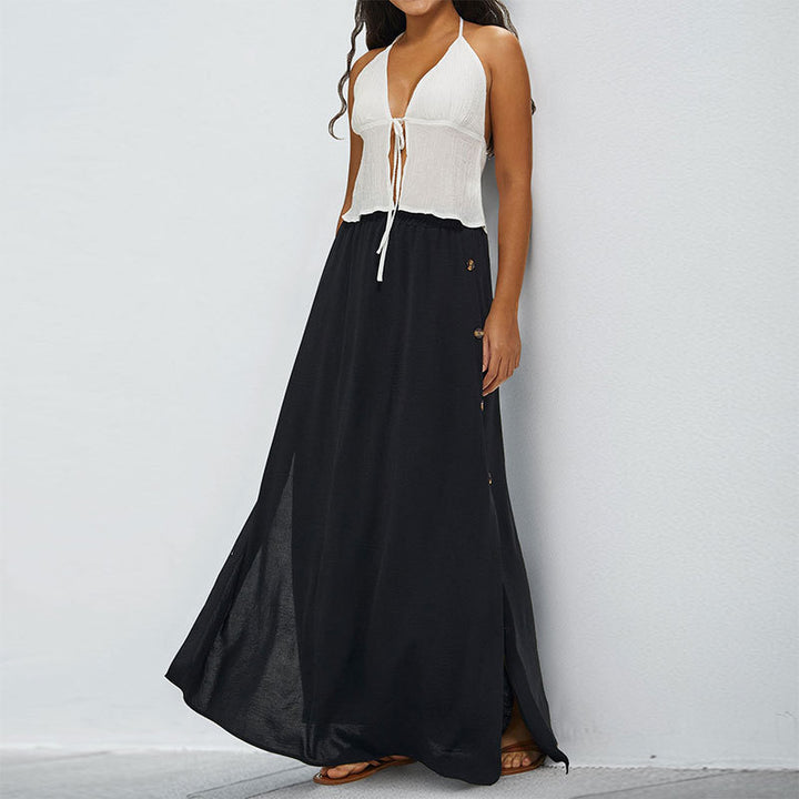 High-waisted maxi skirt for women with button details Lune London