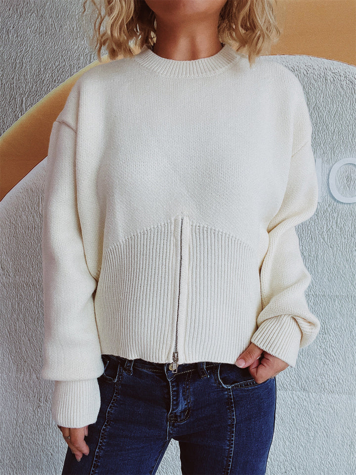 Pull femme mode avec fermeture éclair texturée et coupe décontractée Chic & Stil