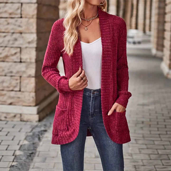 Women's knit jacket with structured design and practical pockets Lune London