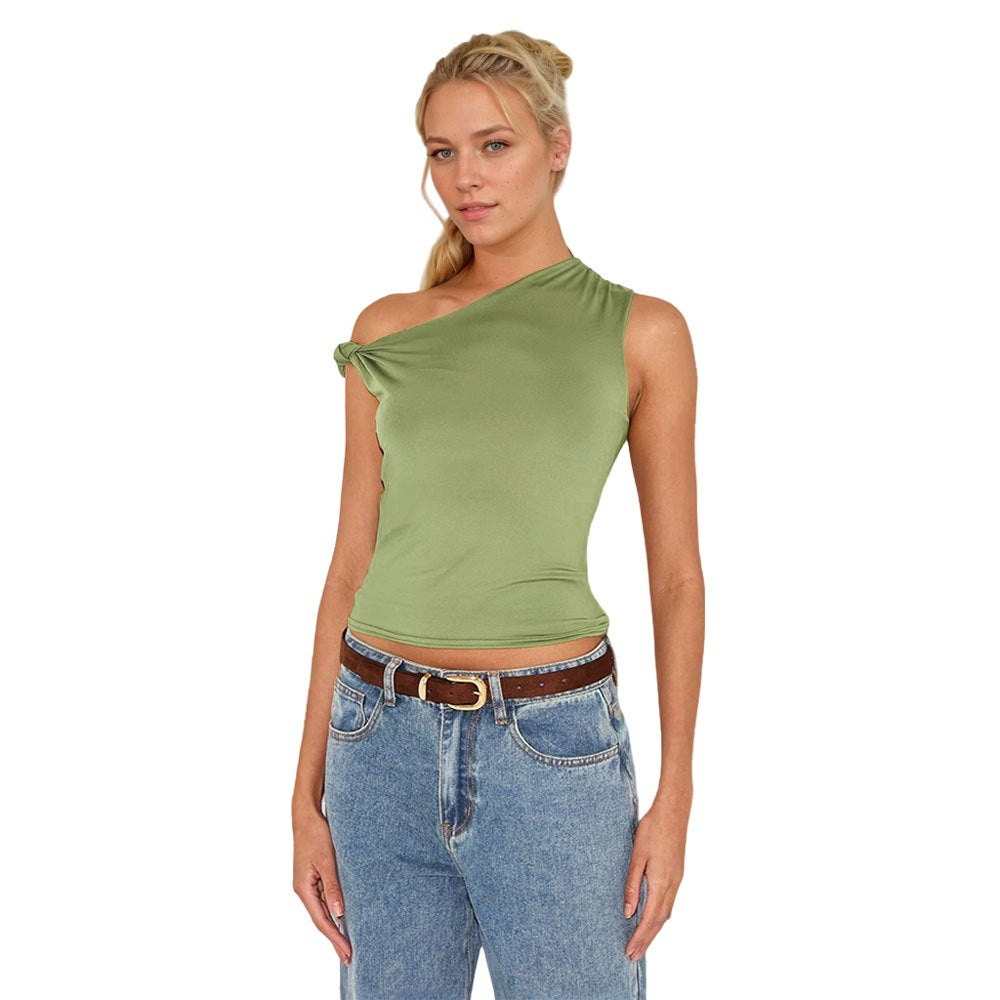 Asymmetrical tank top for women with knot and elegant neckline Chic & Stil