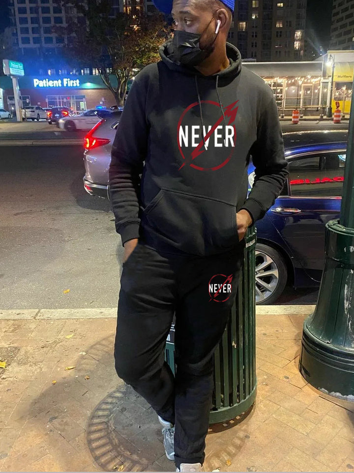 Men's hoodie and jogger pants set with motivational print Lune London