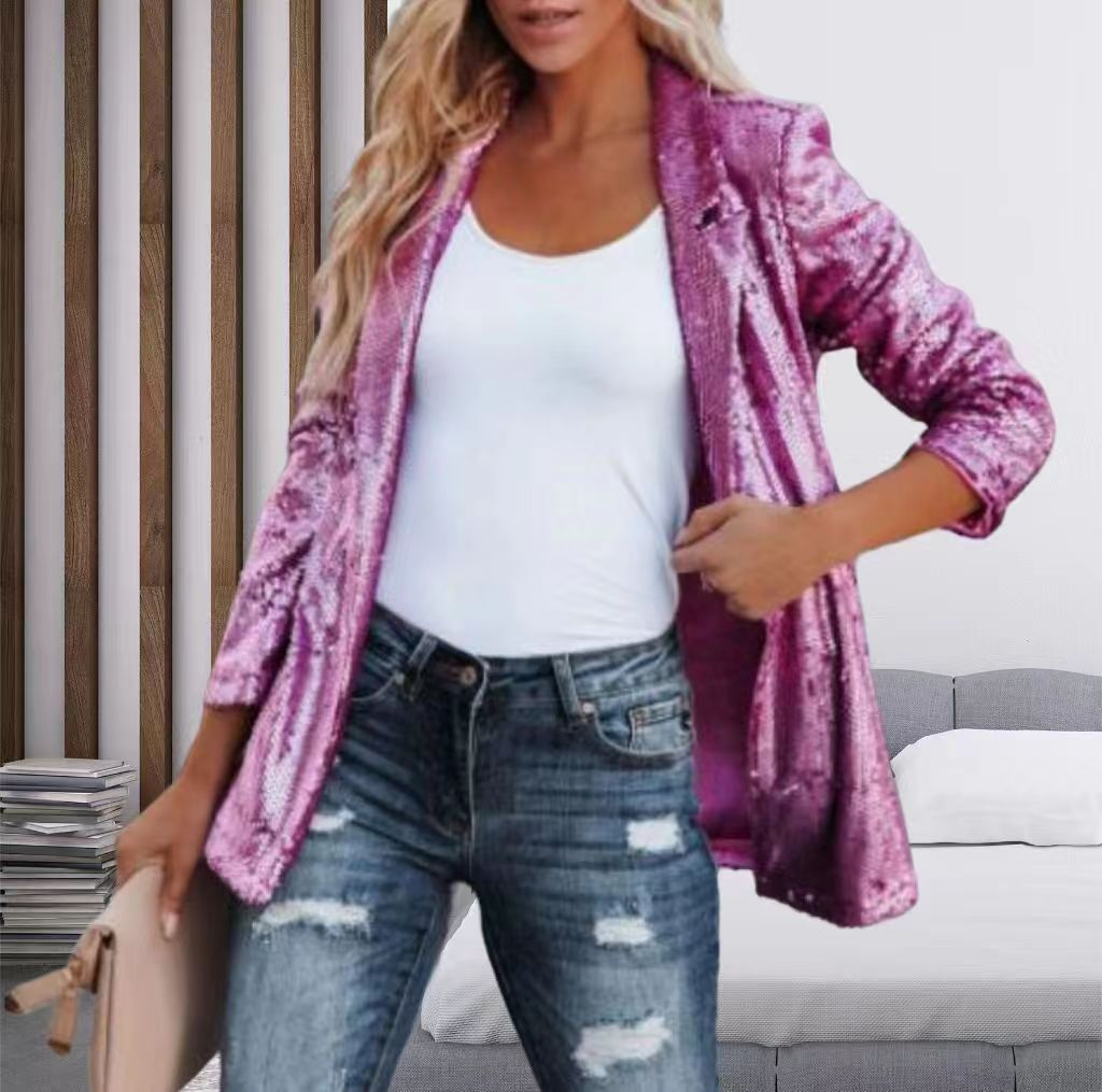 Women's jacket with sequin trim Lune London