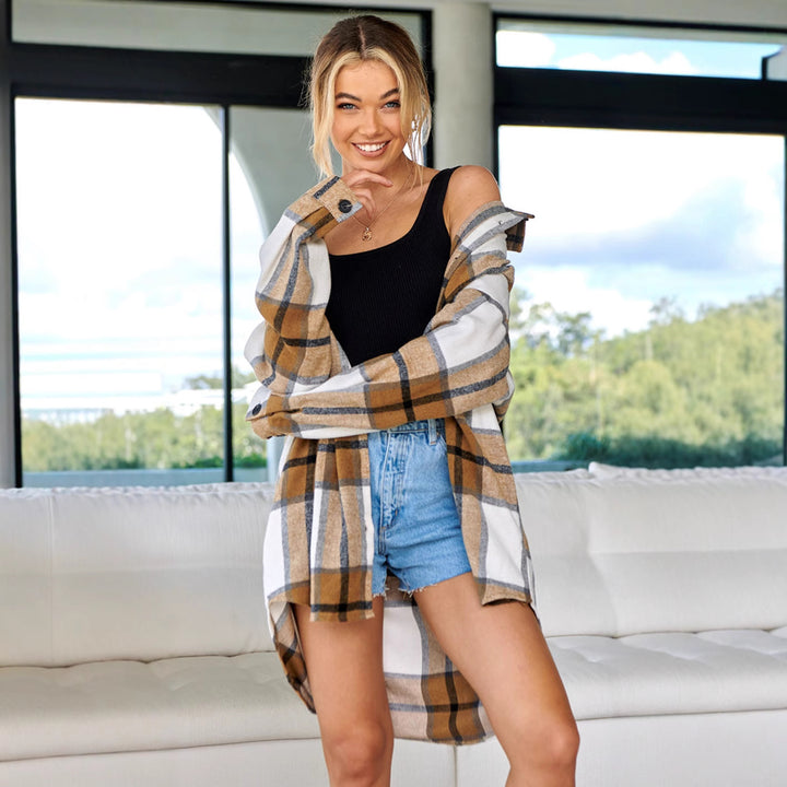 Flannel shirt for women with a check pattern and relaxed fit Lune London