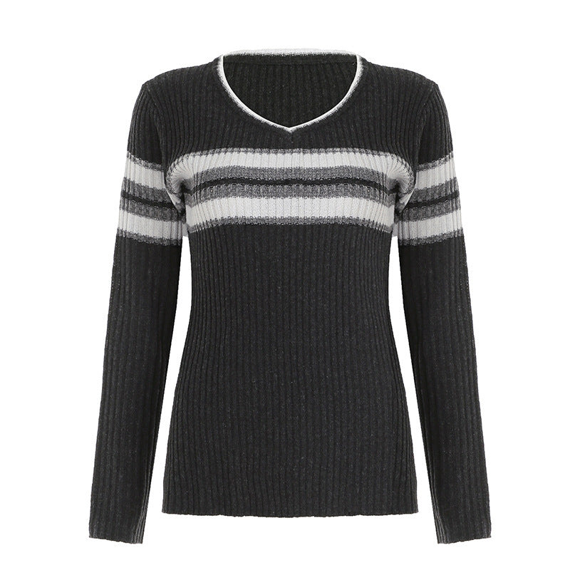Ribbed pullover for women with modern stripes Lune London
