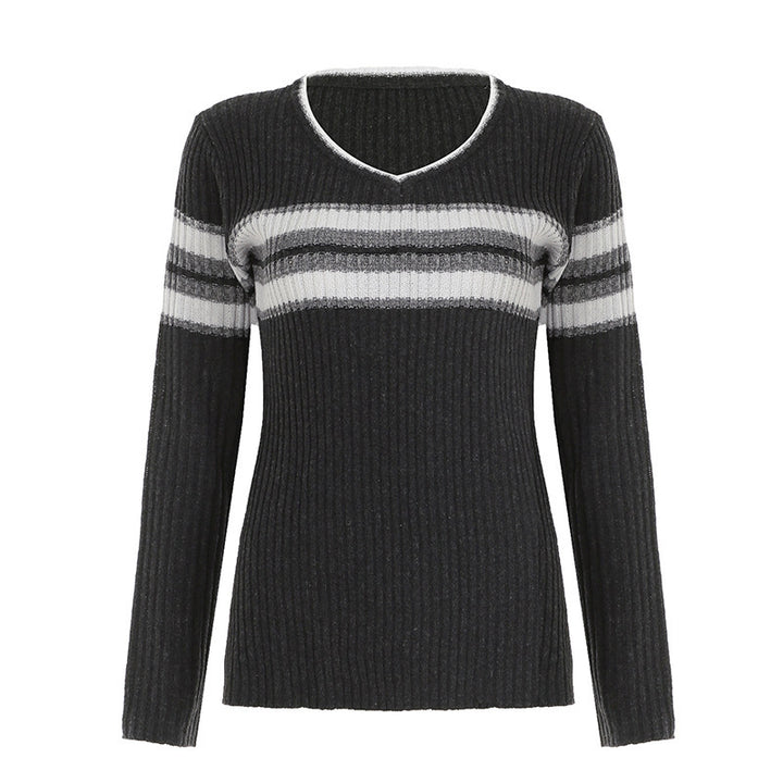 Ribbed pullover for women with modern stripes Lune London