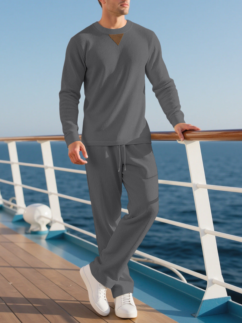 Men's long sleeve casual set with textured fabric and stylish accents Lune London