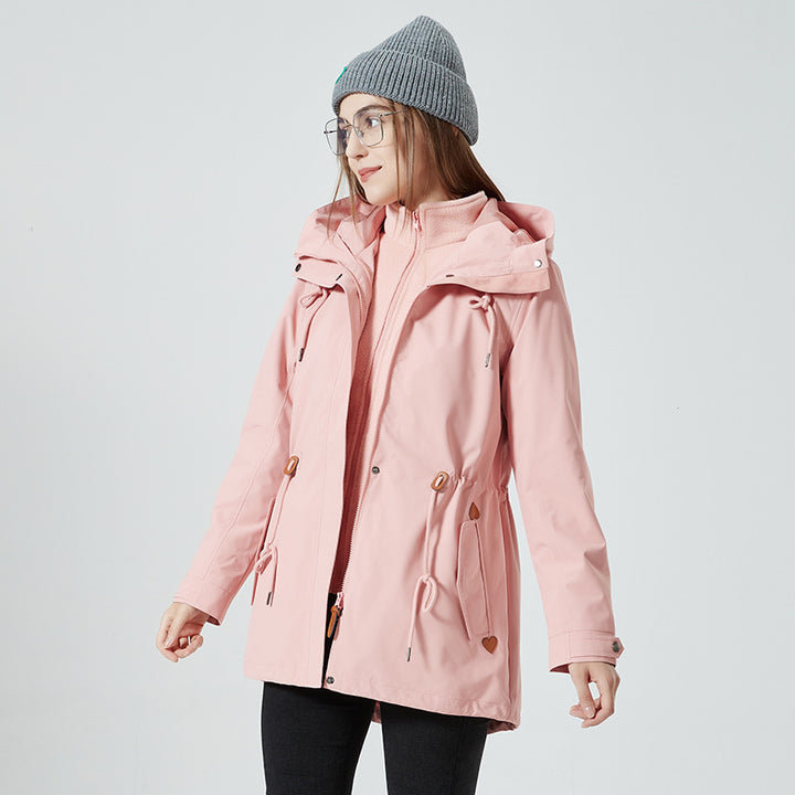 Women's waterproof transition jacket with adjustable hood system and practical pockets Lune London