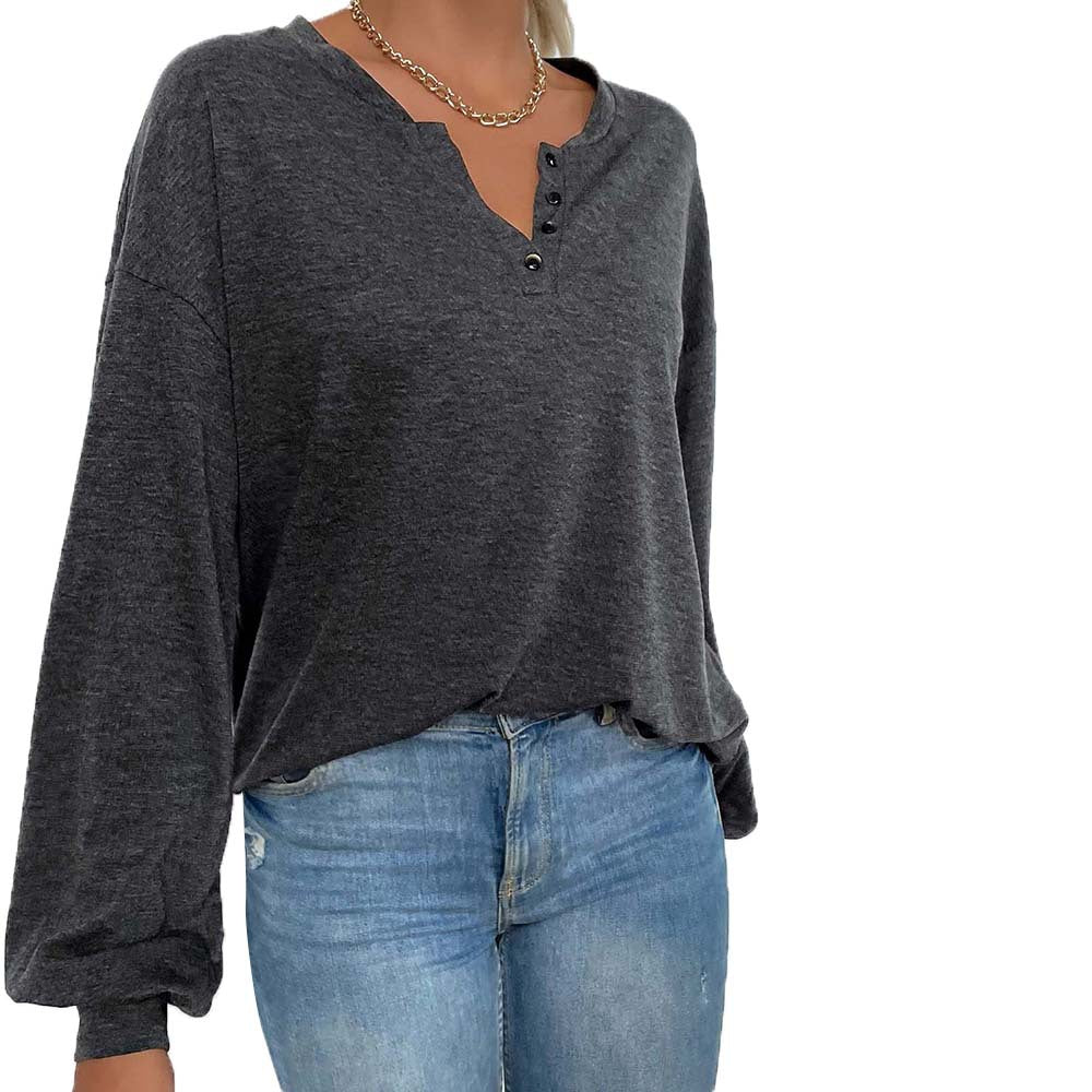 Chemisier à manches longues pour femmes avec patte de boutonnage et coupe ample Chic & Stil