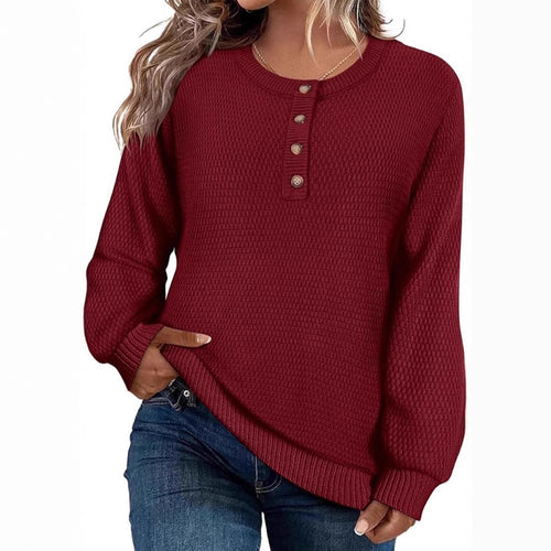 Casual shirt sweater for women with button placket and textured pattern Lune London