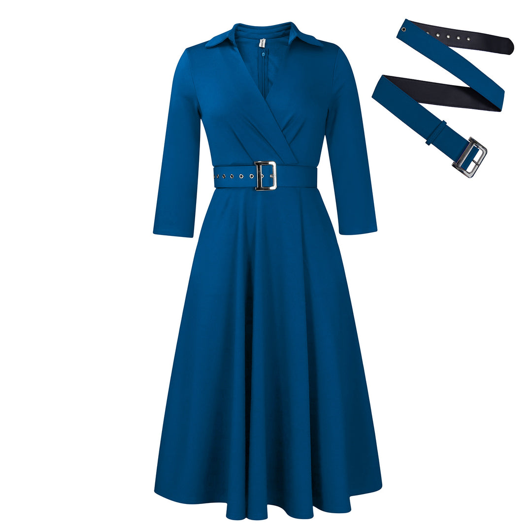 Wrap dress for women with a fitted belt and flared skirt Lune London