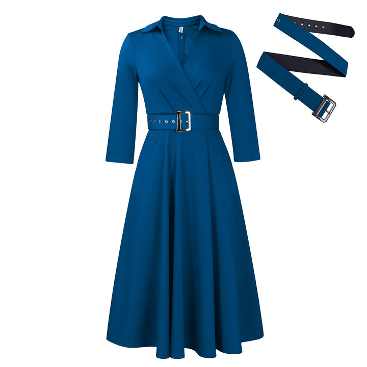Wrap dress for women with a fitted belt and flared skirt Lune London