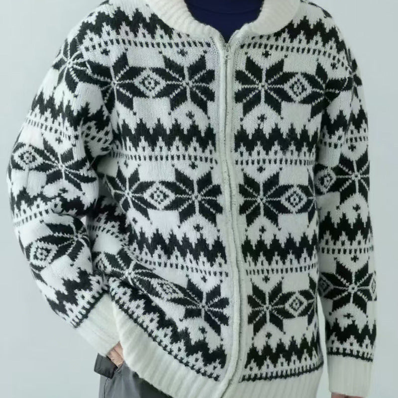 Women's knit jacket with traditional pattern Lune London