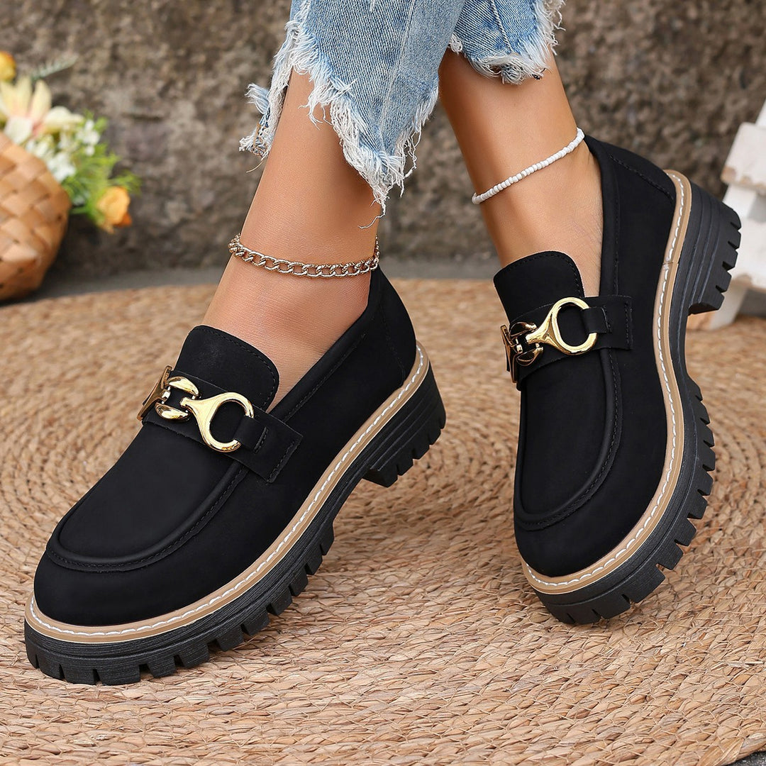 Women Stylish Loafers with trendy gold accent and comfortable profile sole Lune London