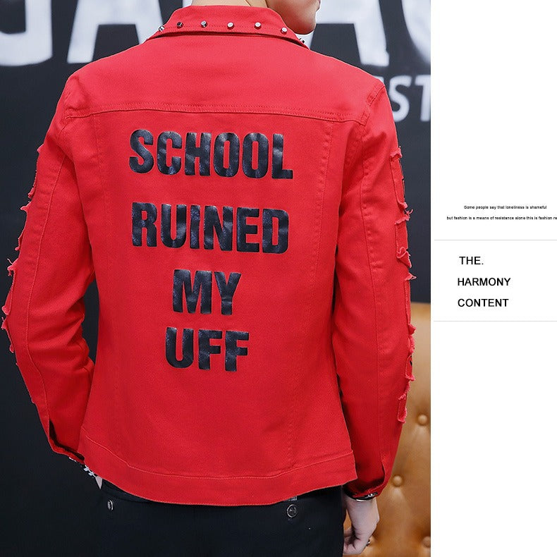 Men's denim jacket with decorative details Lune London