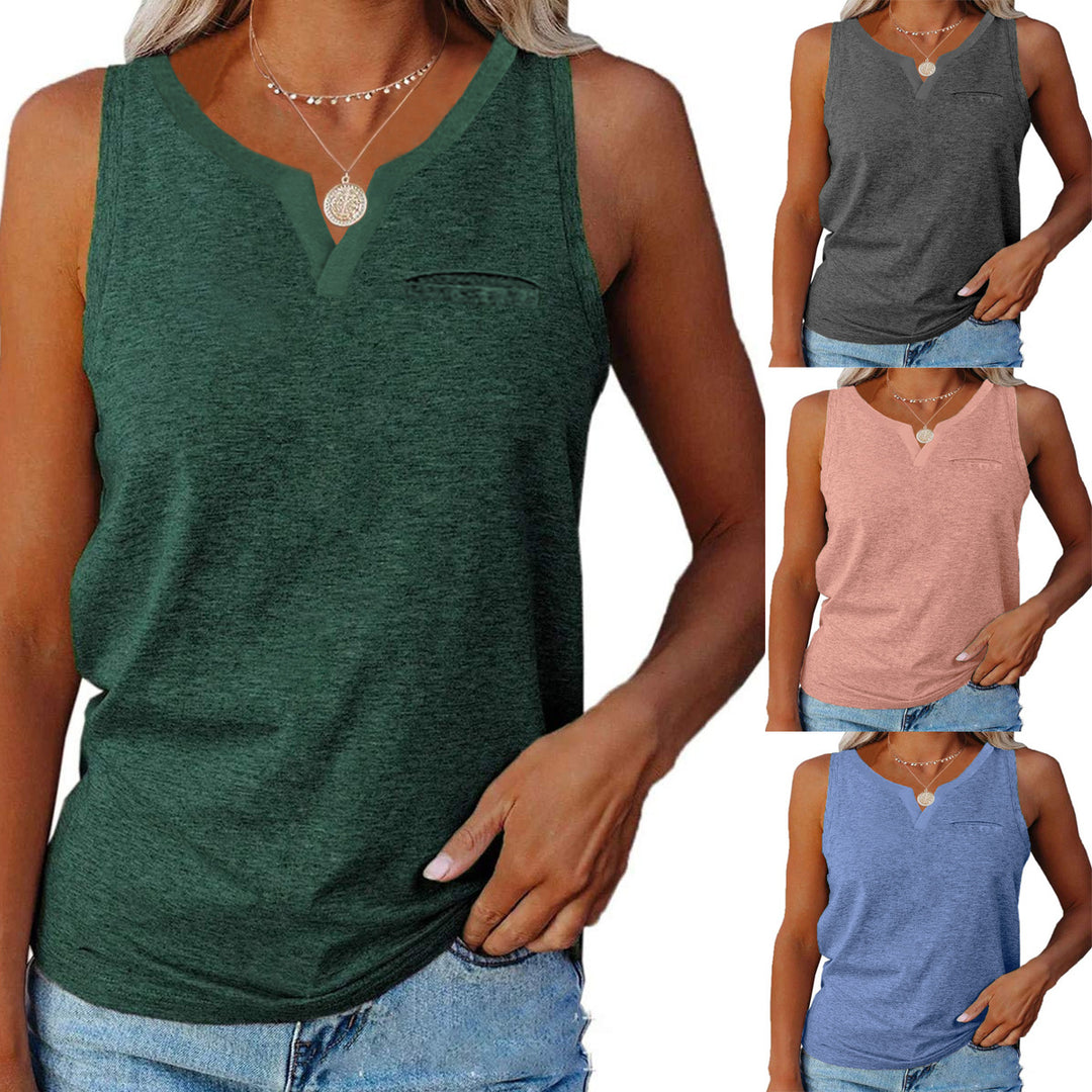 Women's casual V neck tank top with pocket Lune London