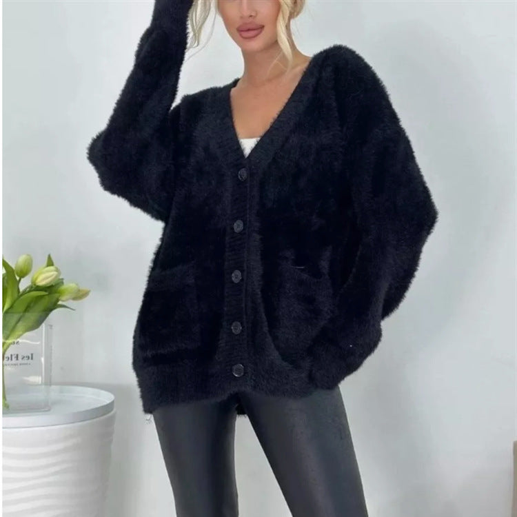 Ladies cardigan in cozy viscose with applied pockets Lune London