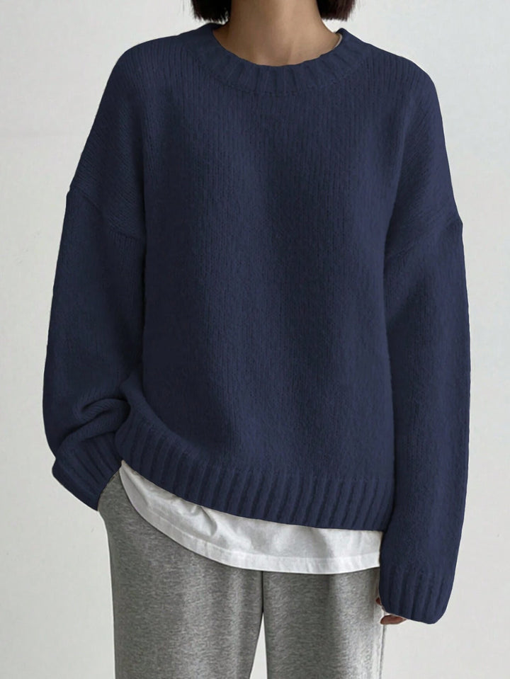 Lune London | Sweater - Women's Autumn Oversized Round Neck Knit Sweater