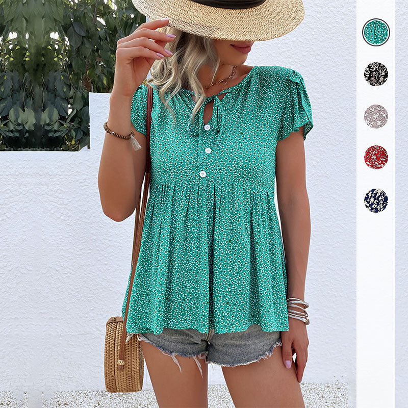 Women Flowing Button Peplum Top Lune London